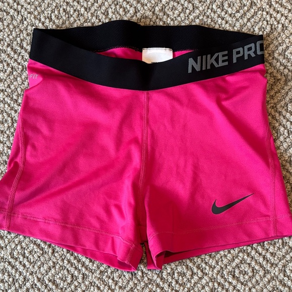 Nike Pants - Nike Pro Women’s Hot Pink Bike Shorts with Black Waistband
